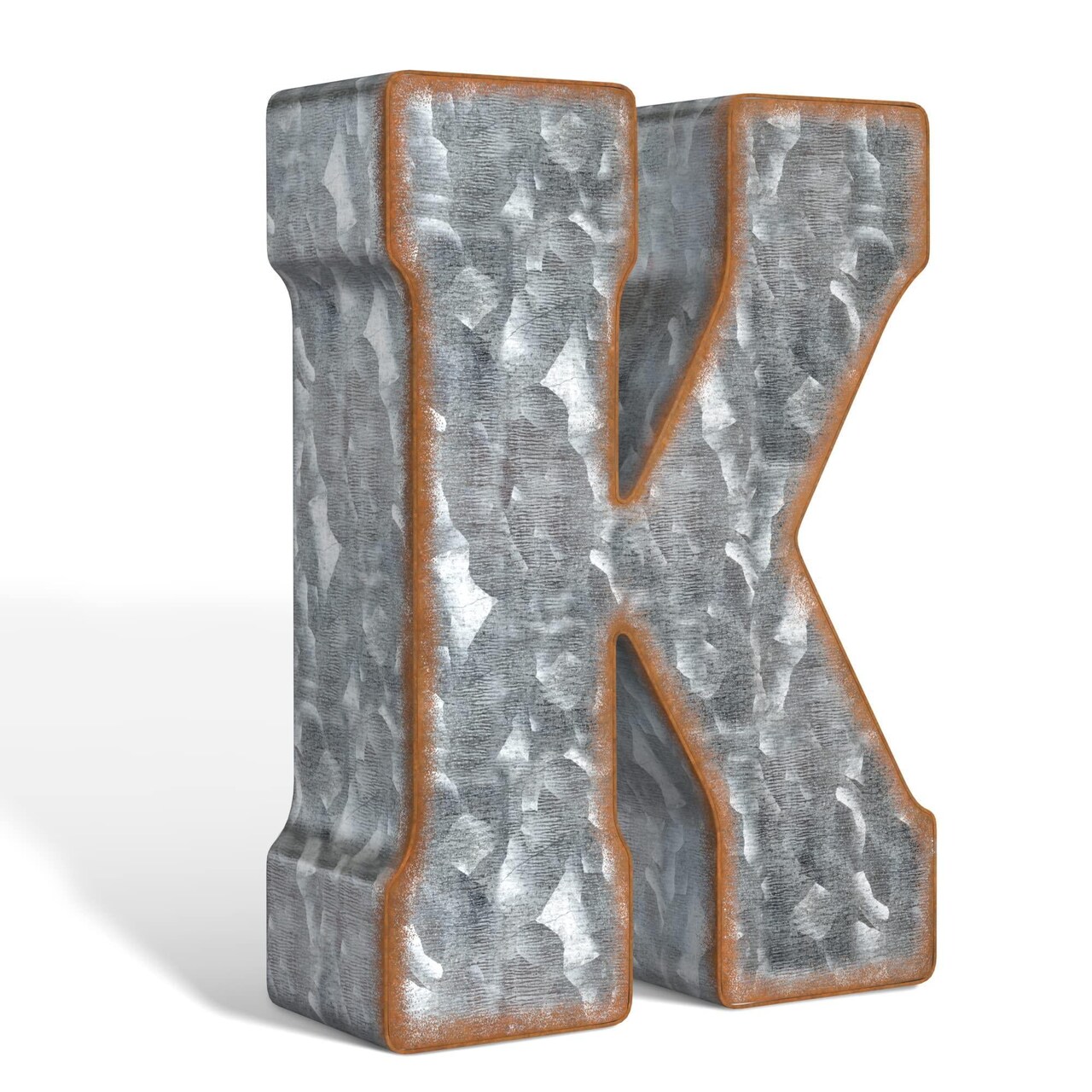 Galvanized Metal 3D Letter for Wall Decor for Hanging or Freestanding Unique Blend of Rustic Vintage Western and Industrial Styles Letter K
